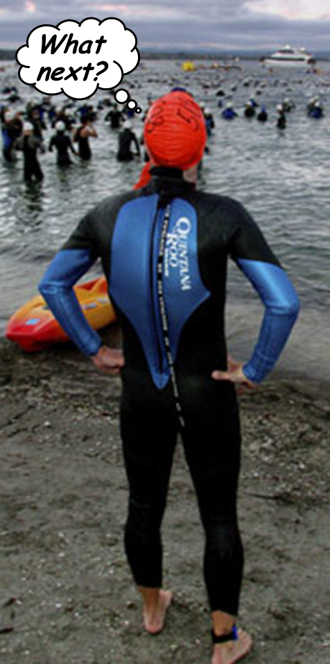 Taupo Ironman swimmer hands on hips