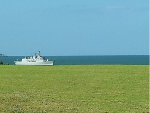 Waitangi 2013 - naval ship on lawn