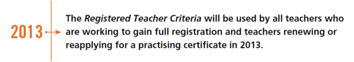 NZ Teachers Council - 2013 Criteria will be used